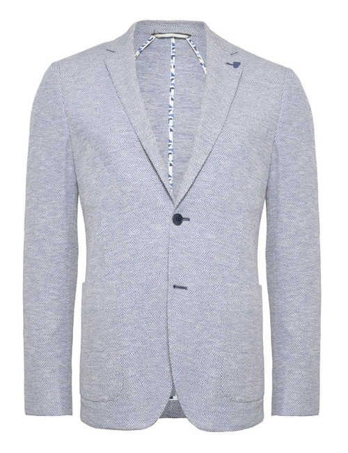 Modern fit blazer structuurstof blauw