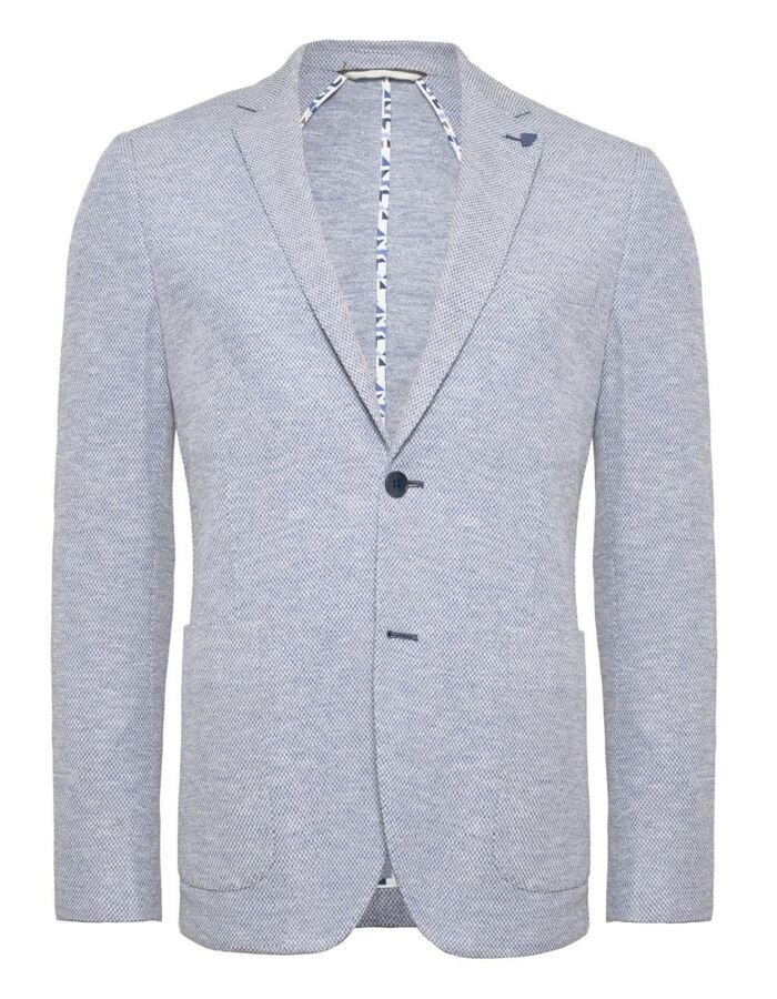Modern fit blazer structuurstof blauw