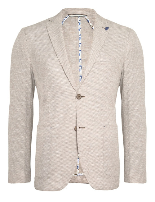 Modern fit blazer structuurstof beige