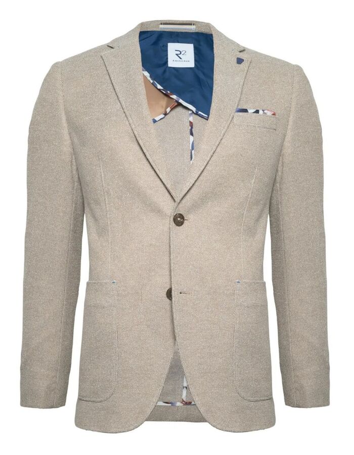 Modern fit blazer katoenmix beige