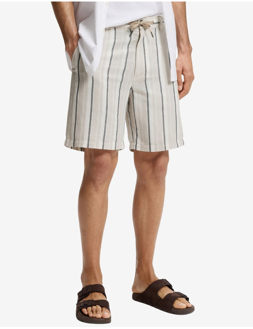 Gestreepte linnen-katoen shorts blauw