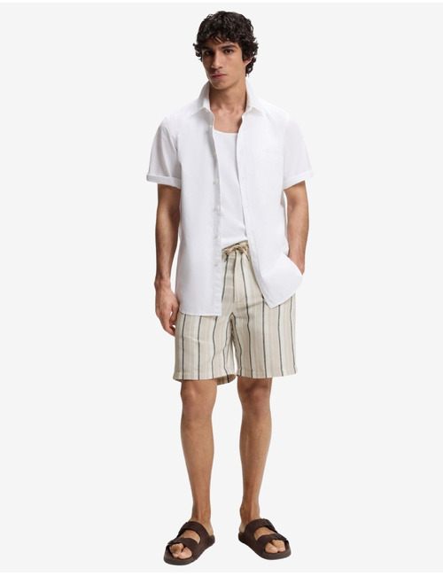 Gestreepte linnen-katoen shorts blauw