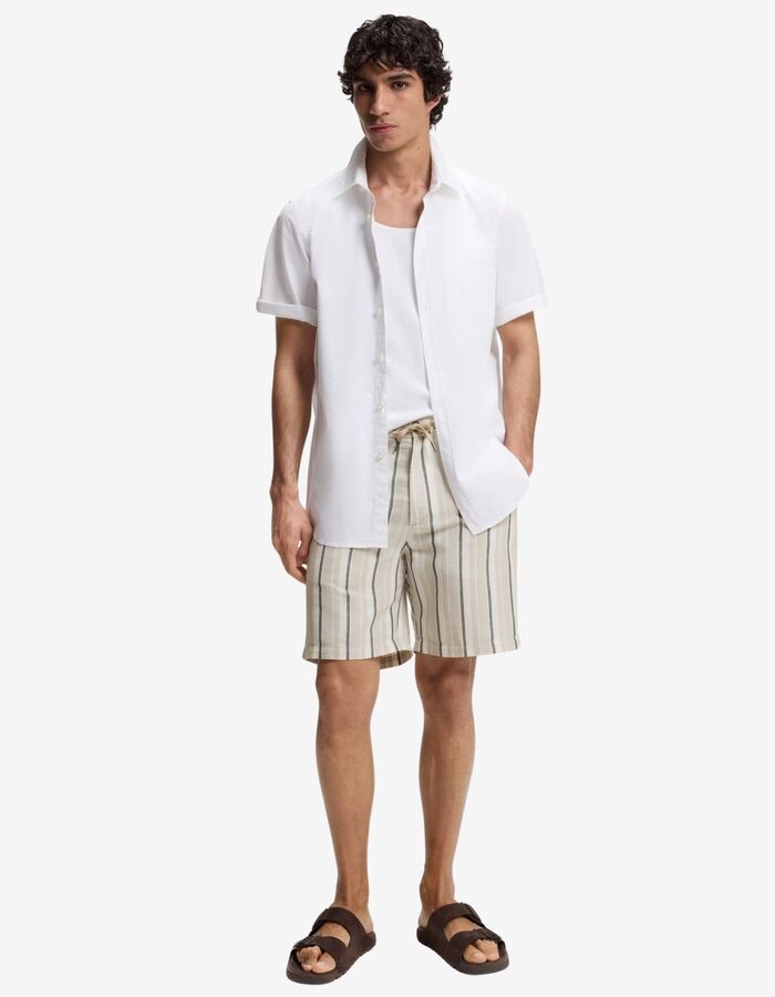 Gestreepte linnen-katoen shorts blauw