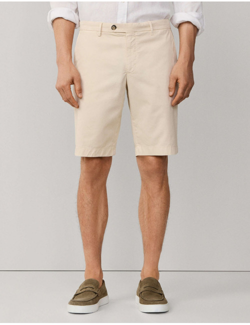 Chino bermuda stretch katoen lichtbeige