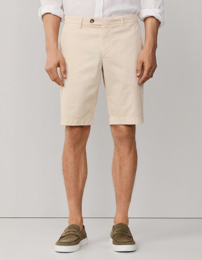 Chino bermuda stretch katoen lichtbeige