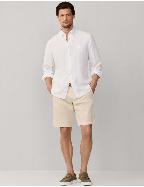 Chino bermuda stretch katoen lichtbeige