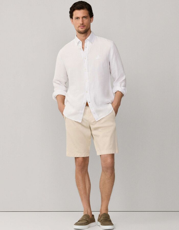 Chino bermuda stretch katoen lichtbeige