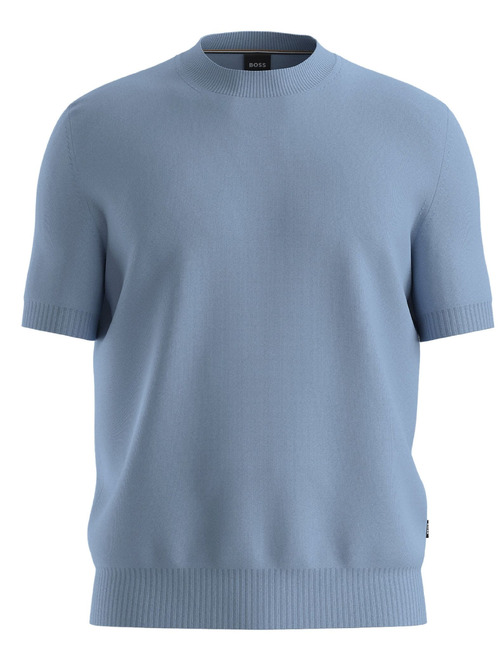 H-Umauro merinowollen trui korte mouwen lichtblauw