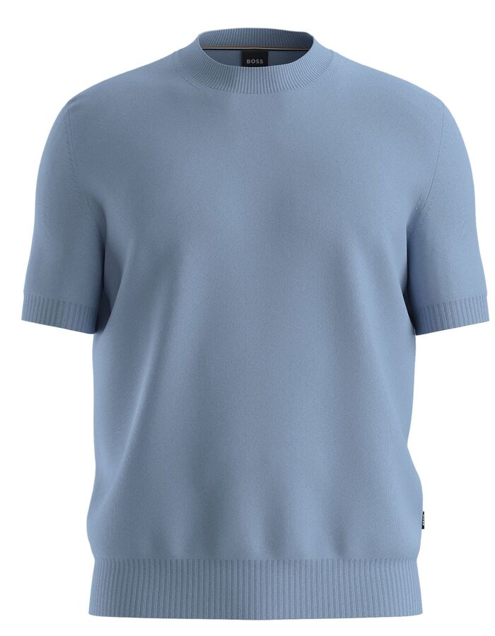 H-Umauro merinowollen trui korte mouwen lichtblauw