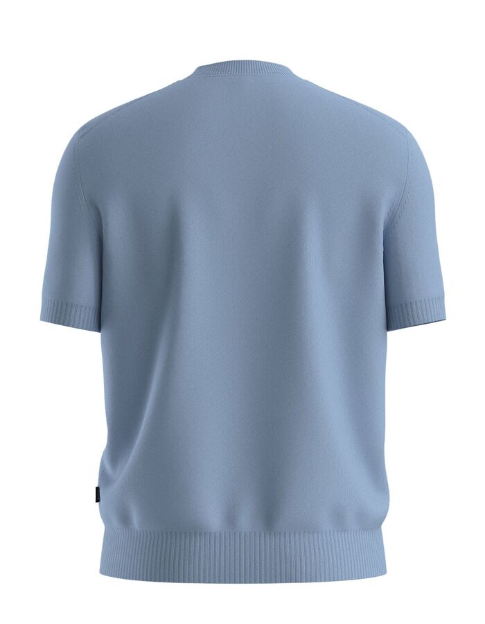 H-Umauro merinowollen trui korte mouwen lichtblauw