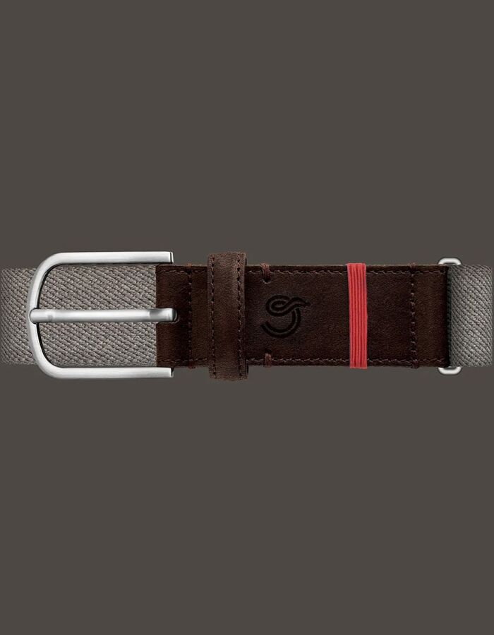 Antibes gevlochten stretchriem suède lichtgrijs