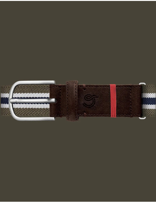 Berkeley gevlochten stretchriem suède groen blauw wit