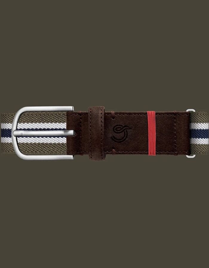 Berkeley gevlochten stretchriem suède groen blauw wit