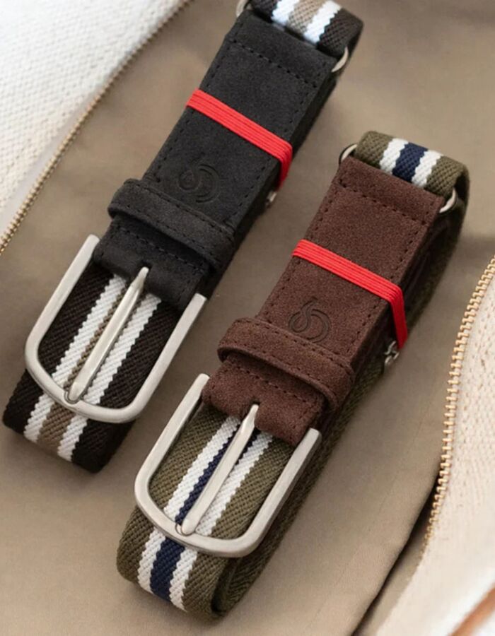 Berkeley gevlochten stretchriem suède groen blauw wit