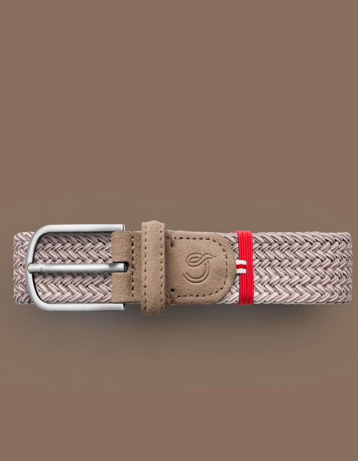 Cap Ferret gevlochten stretchriem suède taupe