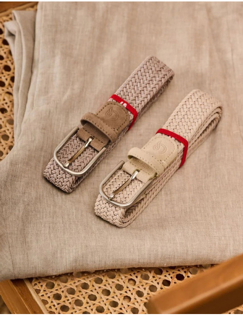 Cap Ferret gevlochten stretchriem suède taupe