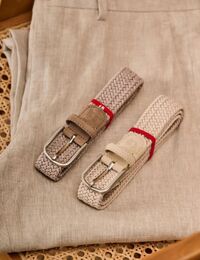 Cap Ferret gevlochten stretchriem suède taupe