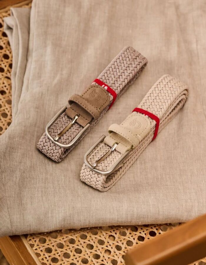 Cap Ferret gevlochten stretchriem suède taupe