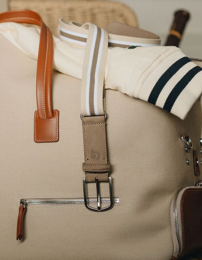 Cornell gevlochten stretchriem suède beige