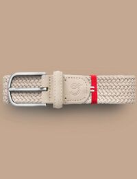 Knokke gevlochten stretchriem suède gespikkeld beige