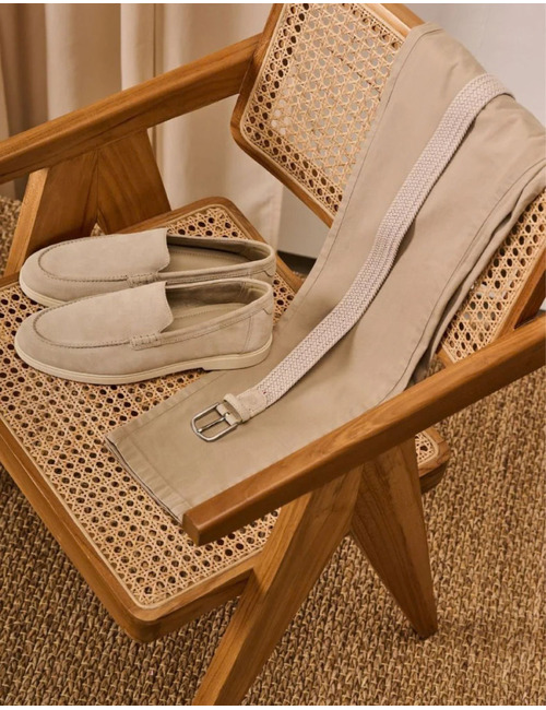 Knokke gevlochten stretchriem suède gespikkeld beige