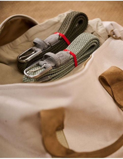 Lecce Classic Mono gevlochten stretchriem suède Desert Sage