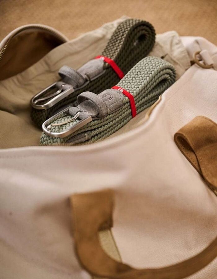 Lecce Classic Mono gevlochten stretchriem suède Desert Sage