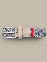 Santa Barbara gevlochten stretchriem suède blauw beige