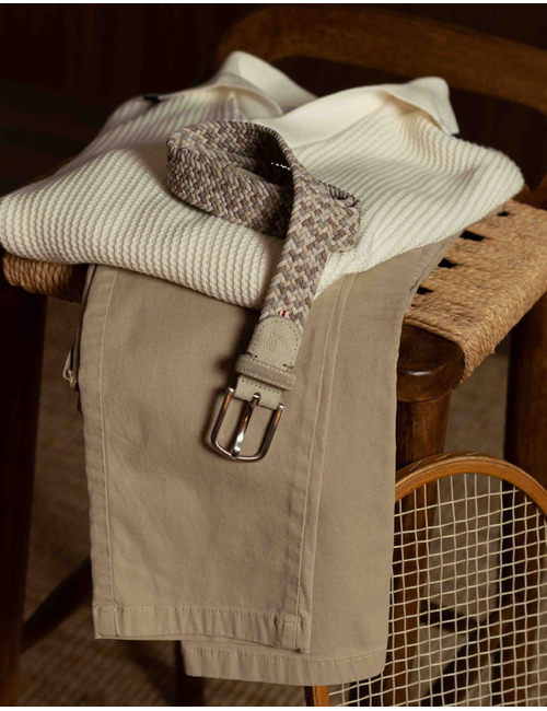 Santa Monica gevlochten stretchriem suède beige