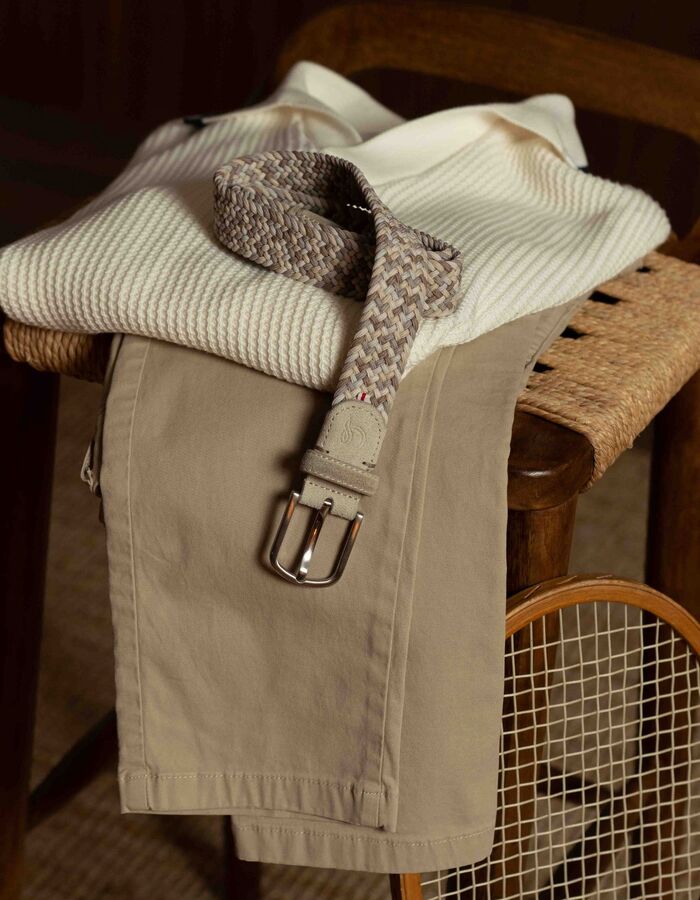 Santa Monica gevlochten stretchriem suède beige