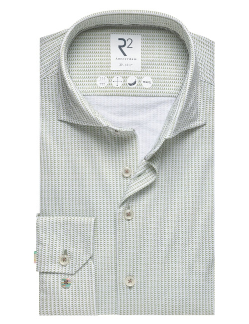 Modern fit hemd microprint lichtgroen