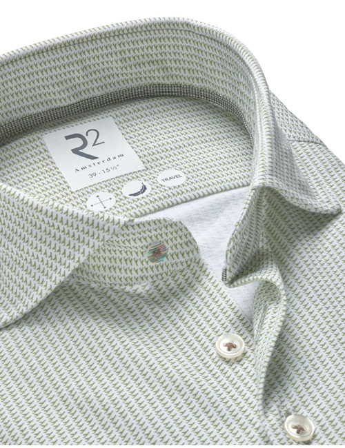 Modern fit hemd microprint lichtgroen