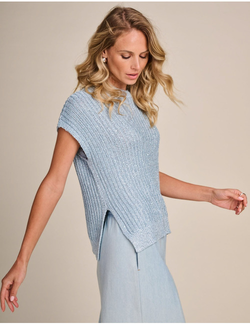 Koybe -  pull met korte mouwen en ribstructuur