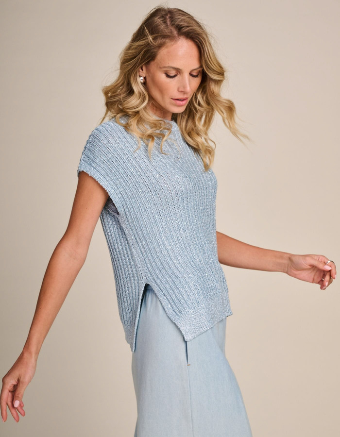 Koybe -  pull met korte mouwen en ribstructuur