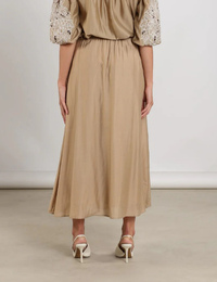 Floortje - Enkellange A lijn rok met elastische taille in camel