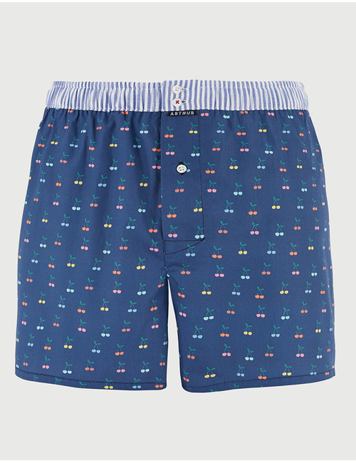 Le Club boxershort met kersenprint katoen marine