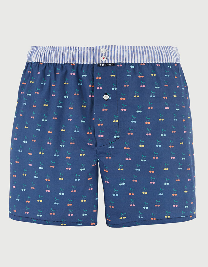 Le Club boxershort met kersenprint katoen marine