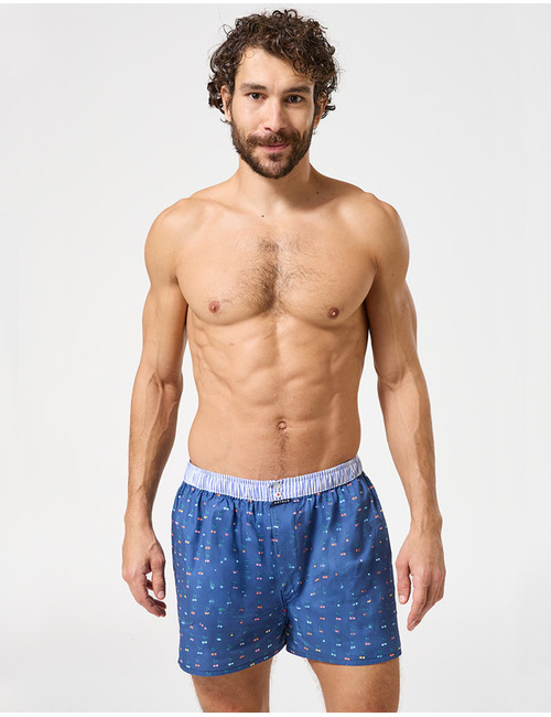Le Club boxershort met kersenprint katoen marine