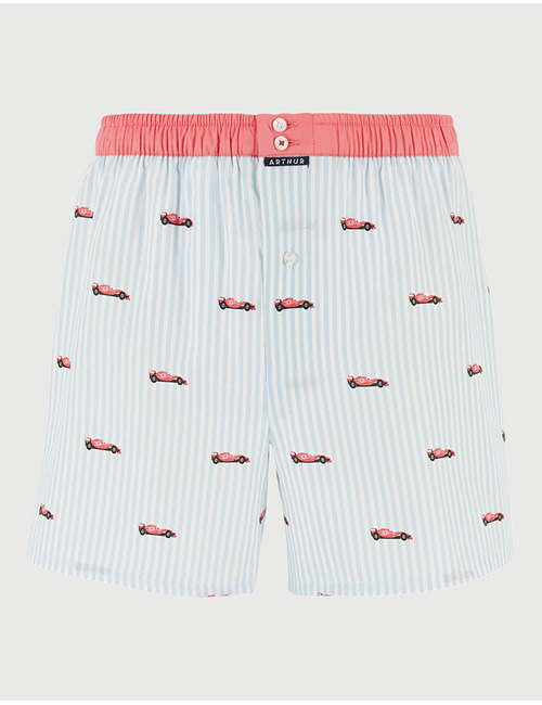 Le Club boxershort met racewagenprint katoen ciel