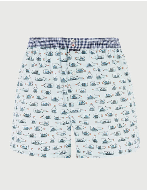 Le Club boxershort met scheepsprint katoen ciel