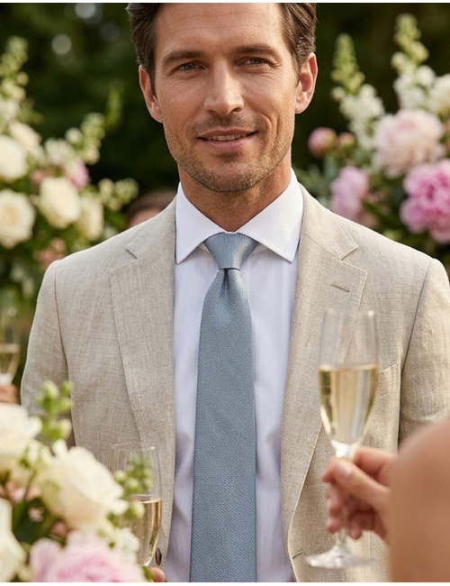 Zijden stropdas met structuur lichtblauw