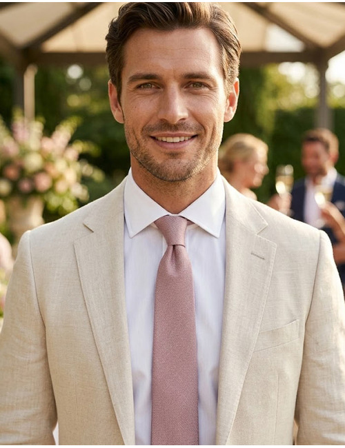 Zijden stropdas met structuur oudroze