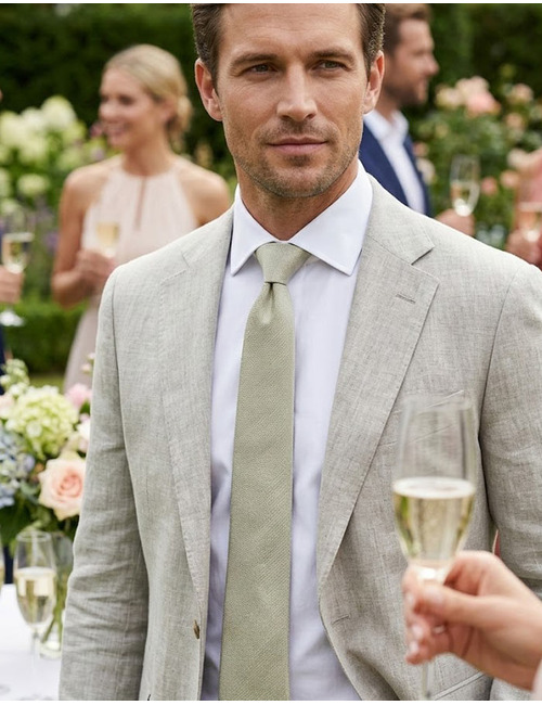 Zijden stropdas met structuur groen