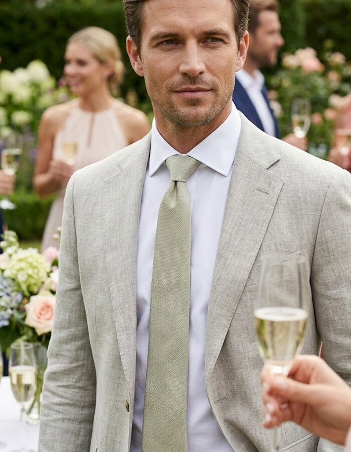 Zijden stropdas met structuur groen