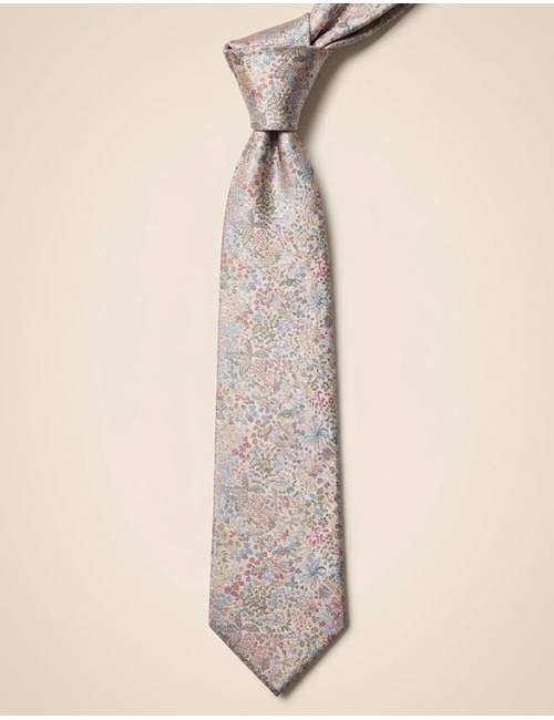 Zijden stropdas met bloemenmotief multikleur