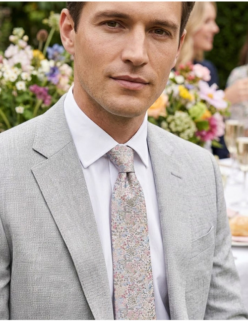 Zijden stropdas met bloemenmotief multikleur