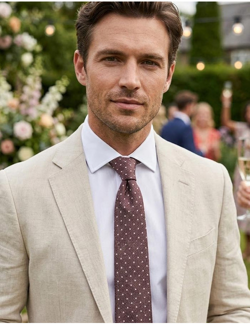 Zijden stropdas met structuur en stippen bordeaux