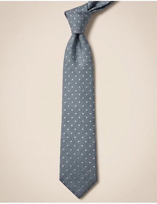 Zijden stropdas met structuur en stippen lichtblauw