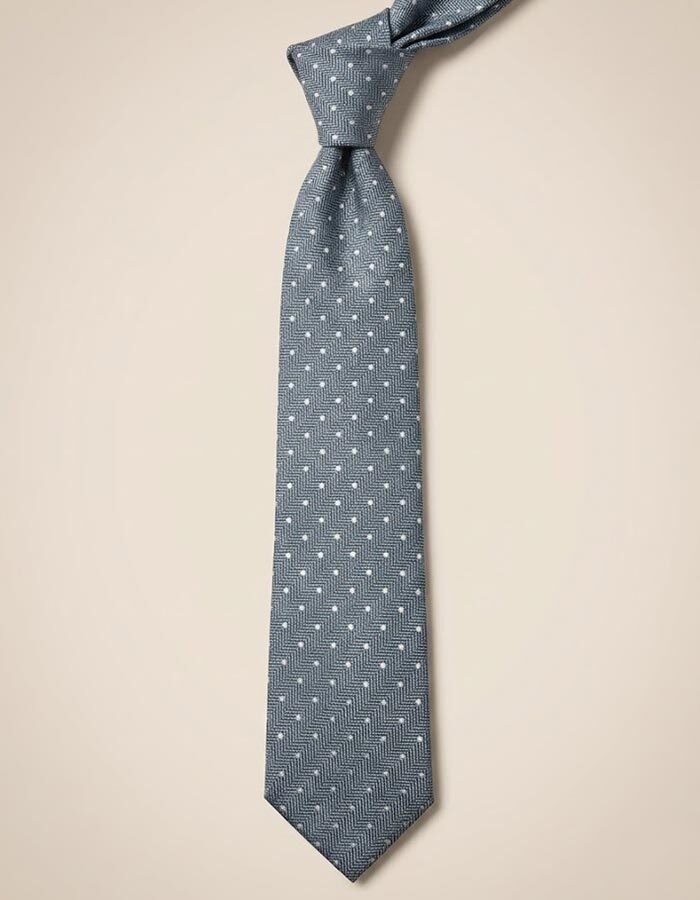 Zijden stropdas met structuur en stippen lichtblauw