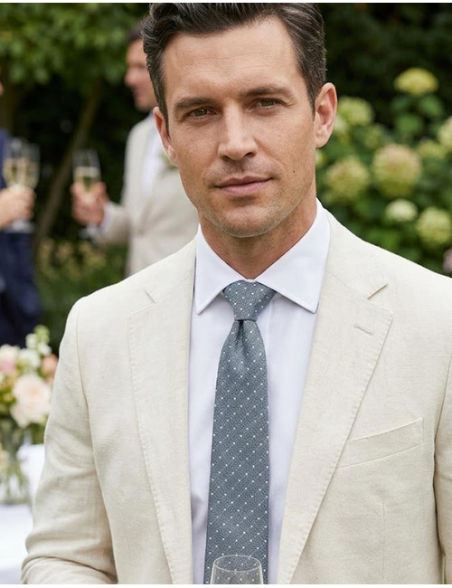 Zijden stropdas met structuur en stippen lichtblauw